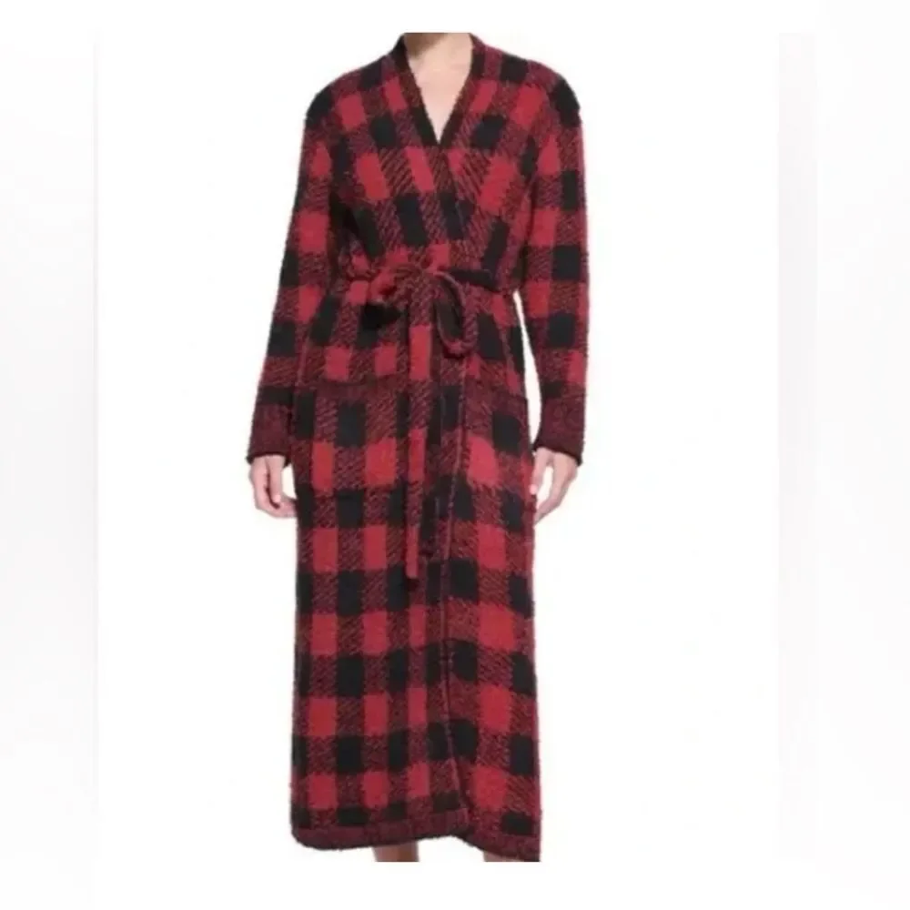 NWOT SKIMS Brick Buffalo check robe, long length, Unisex robe Kim Kardashian